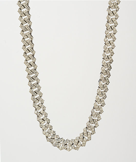 The Gold Gods Straight Edge Diamond & White Gold Cuban Chain Necklace