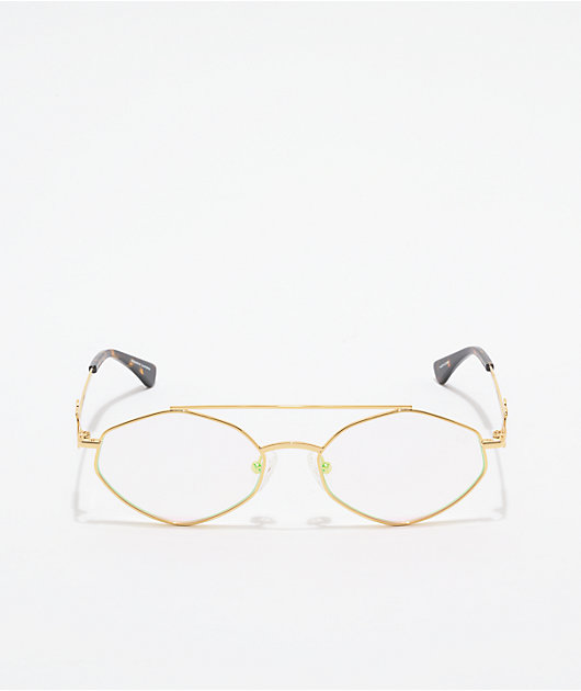 The Gold Gods The Zelus Gold & Crystal Multi Flash Sunglasses