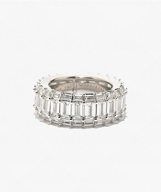 The Gold Gods Vermeil Diamond Baguette Eternity White Gold Ring