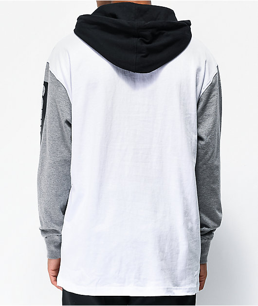 The Hundreds Miller camiseta de manga larga blanca y gris con capucha