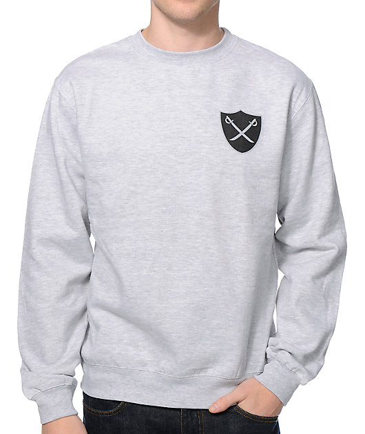 Download The Hundreds Raided Heather Grey Crew Neck Sweatshirt | Zumiez