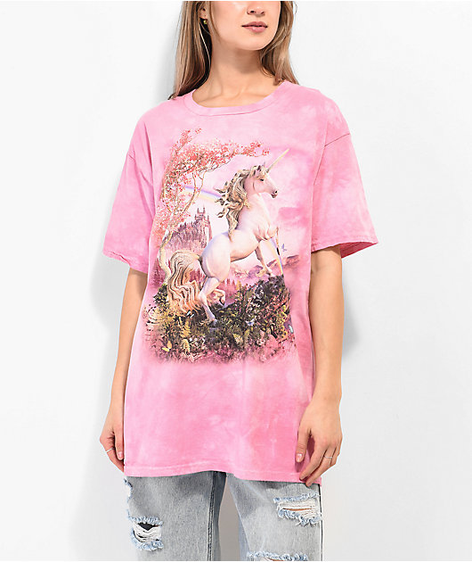 The Mountain Awesome Unicorn Pink Tie Dye T-Shirt | Zumiez