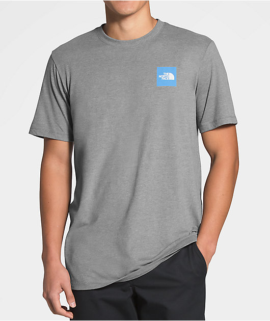 The North Face Box Logo Grey and Digi Blue T-Shirt