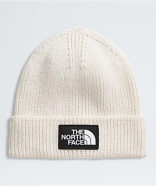 The North Face Logo Box White Dune Beanie | Zumiez