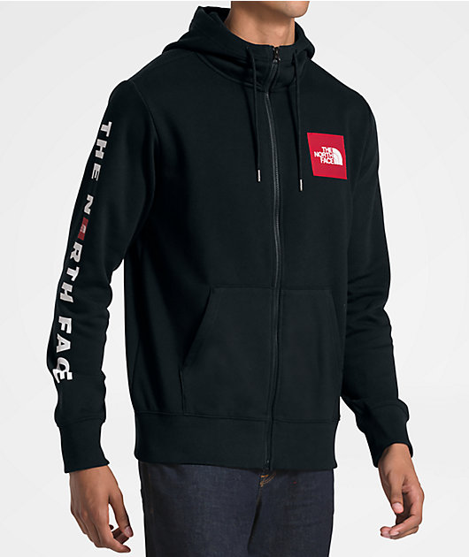The North Face Red Box Patch Black Red Zip Up Hoodie Zumiez Ca
