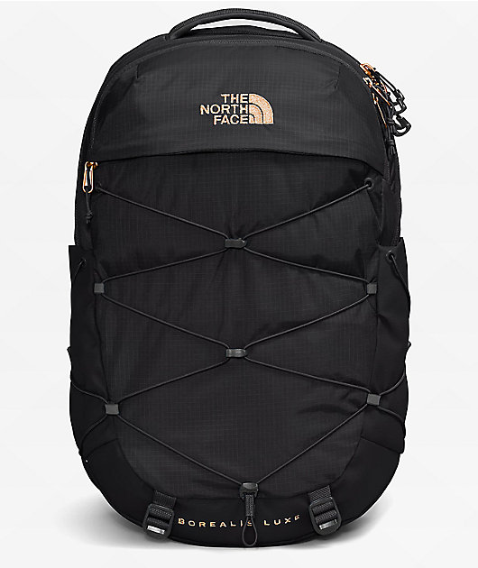 The North Face Women s Borealis Luxe Black Burnt Coral Backpack Zumiez