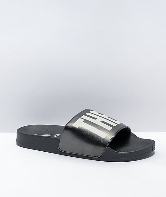 The Phluid Project They Them Black & White Slide Sandals | Zumiez