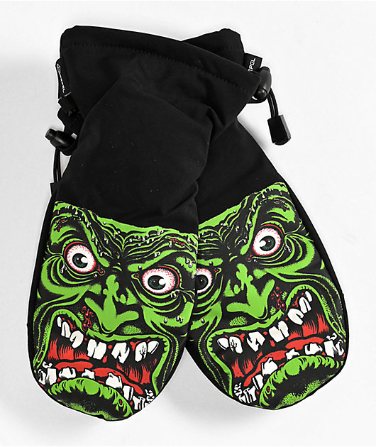 ○22-23 THIRTYTWO 32 SANTA CRUZ MITTEN カラー:BLK RED L-XLサイズ サーティーツー スキー スノーボード ThirtyTwo x Santa Cruz Green & Black 15k Snowboard Mittens