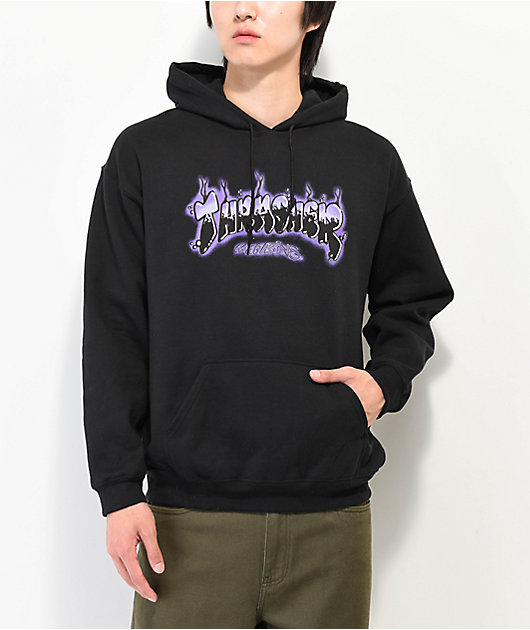 Thrasher Airbrush Black Purple Hoodie Zumiez