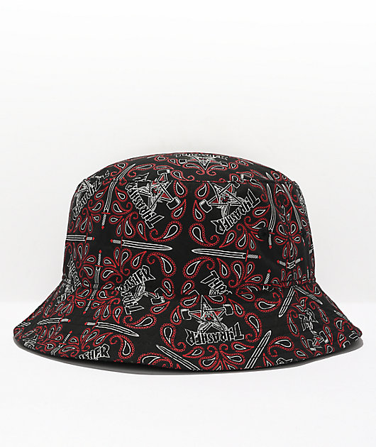 Thrasher Bandana Black & Red Bucket Hat | Zumiez