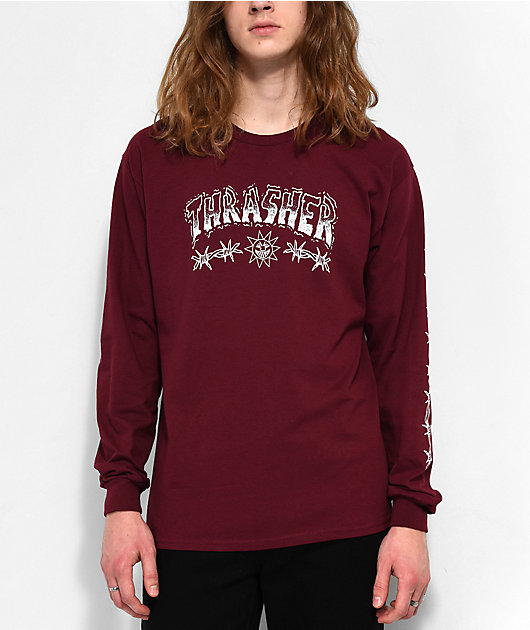 Maroon thrasher sweatshirt best sale