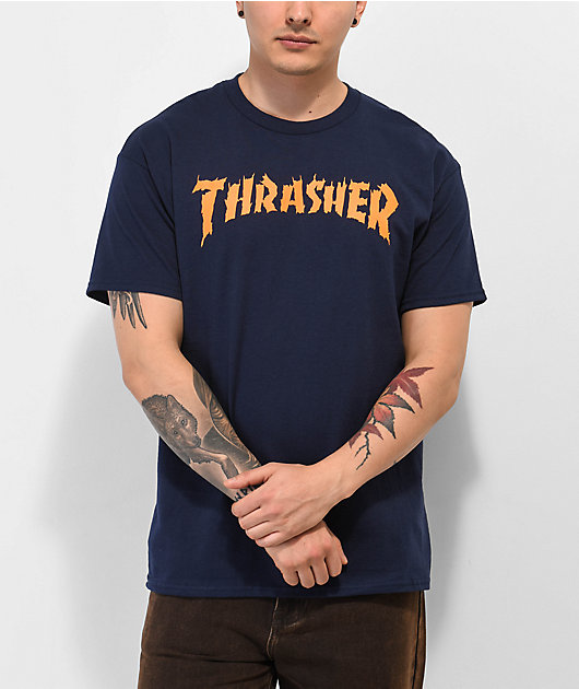 Thrasher Burn It Down Navy T-Shirt