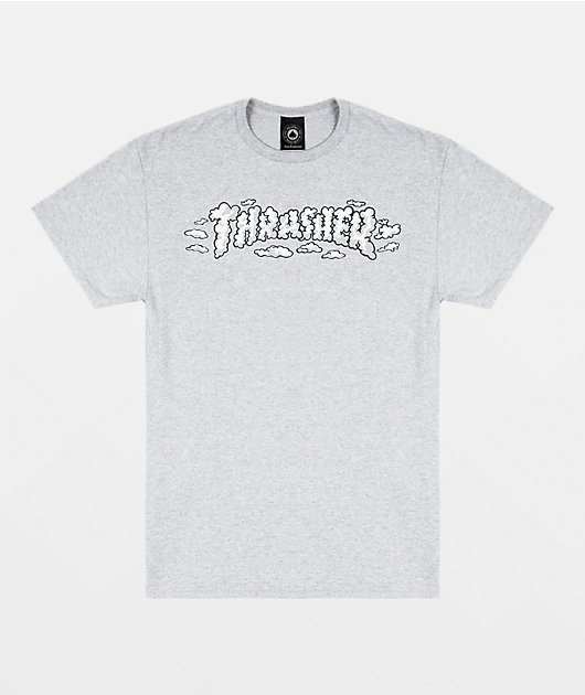 Thrasher Clouds By Spanky Grey T-Shirt