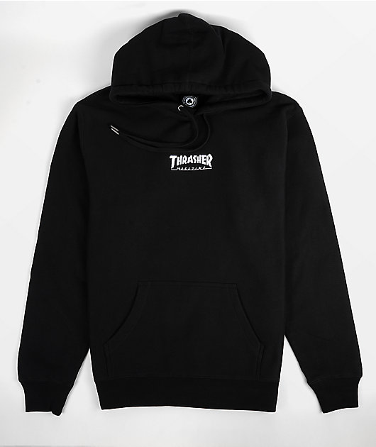 Thrasher Embroidered Heavyweight Black Hoodie