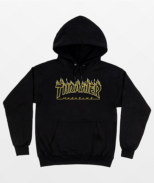 Thrasher Flame Black \u0026 Yellow Hoodie | Zumiez