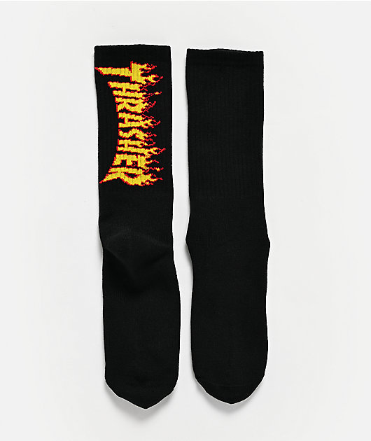 Thrasher Flame Black Crew Socks