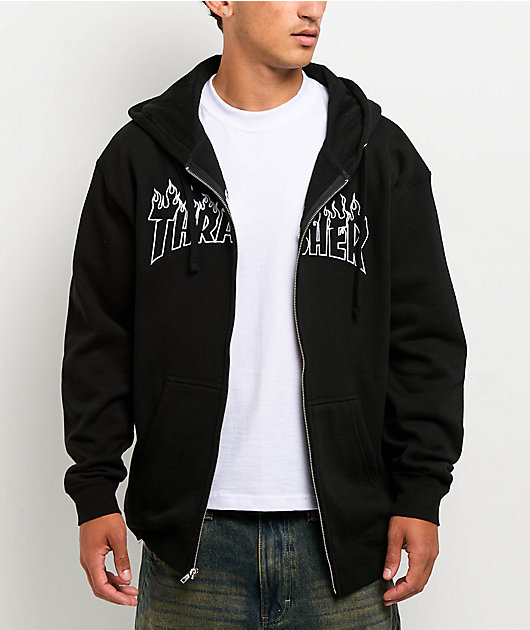 Thrasher Flame Black Zip Hoodie | Zumiez