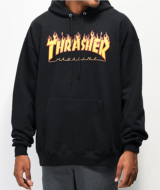 Mose Uartig Seminar Thrasher Flame Logo Black Hoodie