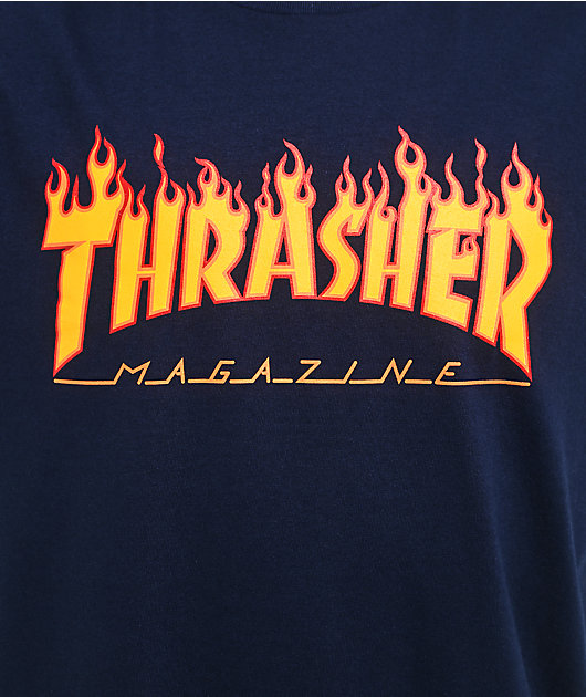 Thrasher Flame Logo Navy T-Shirt
