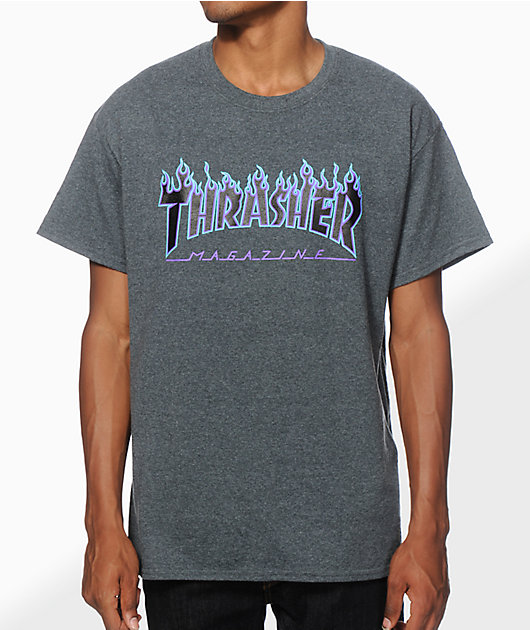 Thrasher Flame Logo Purp T-Shirt