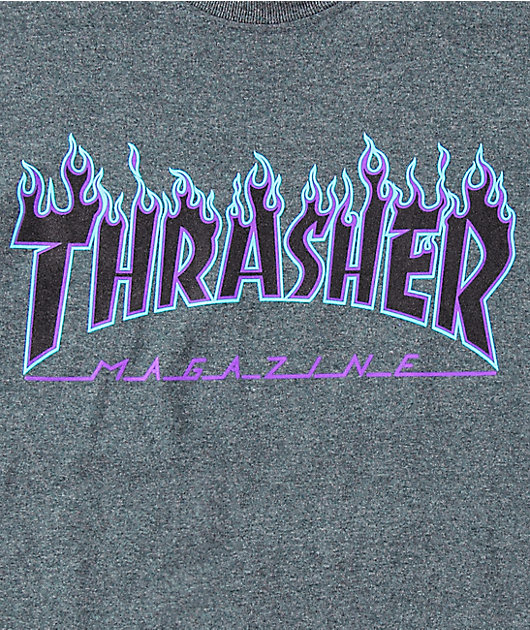 Thrasher Flame Logo Purp camiseta