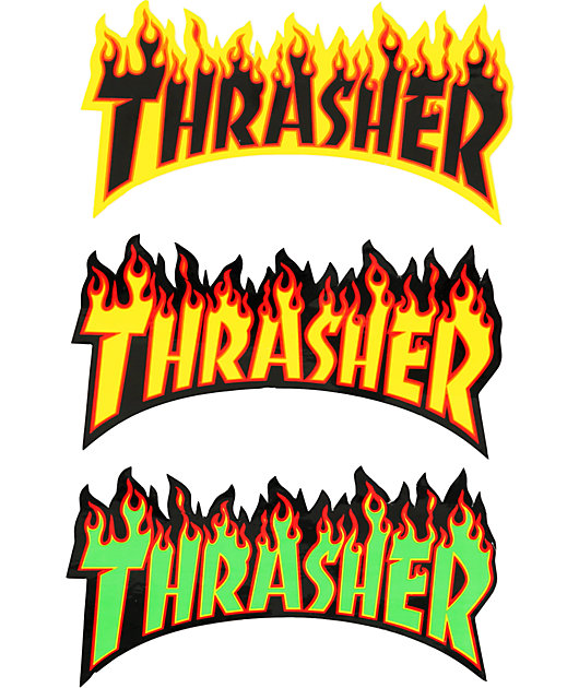 Thrasher Flame Logo Skateboard Sticker Medium 6in black si 