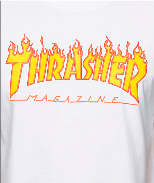 Thrasher Flame Logo White T-Shirt