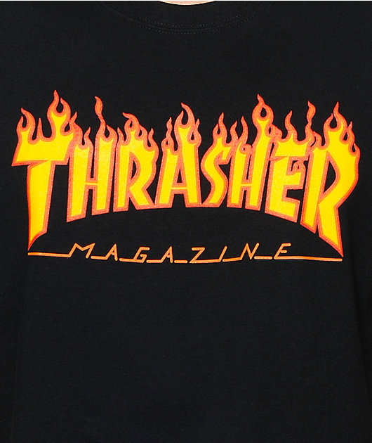 Thrasher Flame Logo camiseta negra