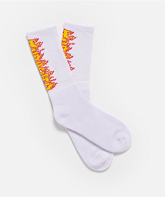 Thrasher Flame White Crew Socks