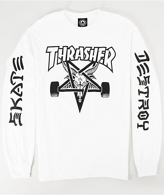 Thrasher Goat Destroy White Long Sleeve T-Shirt