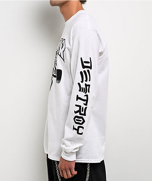 Thrasher Goat Destroy White Long Sleeve T-Shirt
