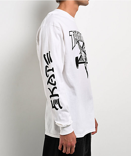 Thrasher Goat Destroy White Long Sleeve T-Shirt