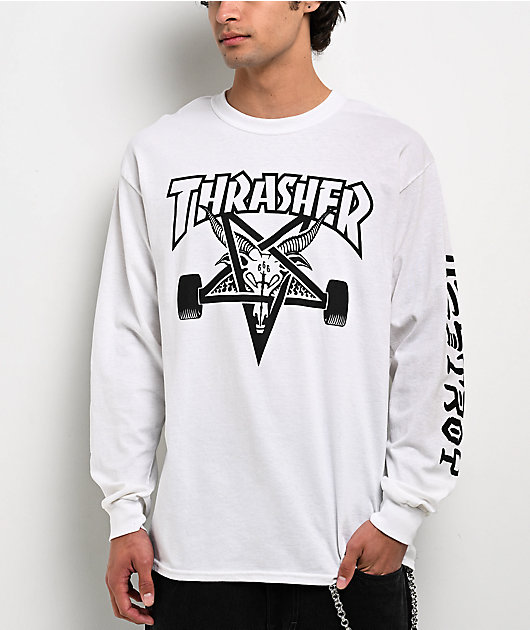 Thrasher Goat Destroy White Long Sleeve T-Shirt | Zumiez