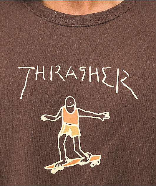 Thrasher Gonz Logo sudadera marrón de cuello redondo