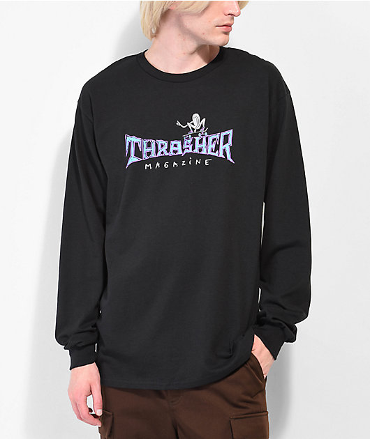 Thrasher Gonz Thumbs Up camiseta negra de manga larga