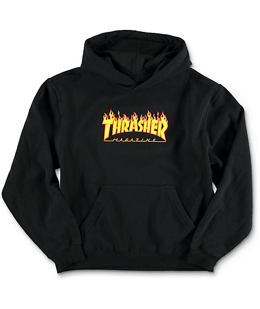Thrasher Kids Flame Logo Black Hoodie