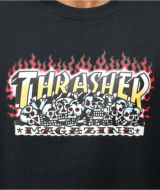 Thrasher Magazine Skull Logo Skateboard Sweatpants Black New Size S M L XL