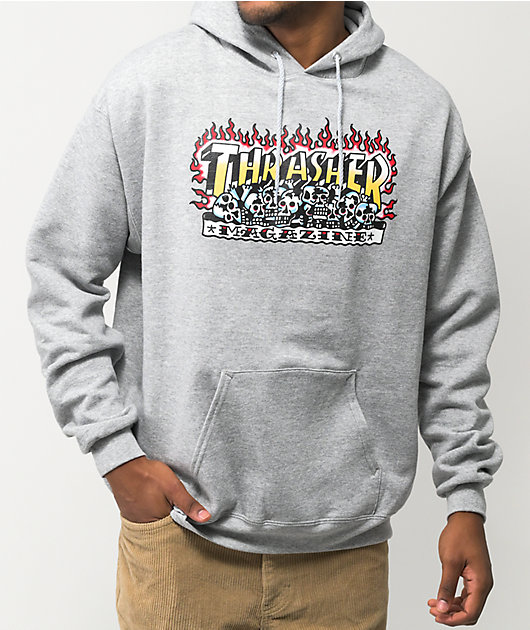 Thrasher Krak Skulls Grey Hoodie Zumiez