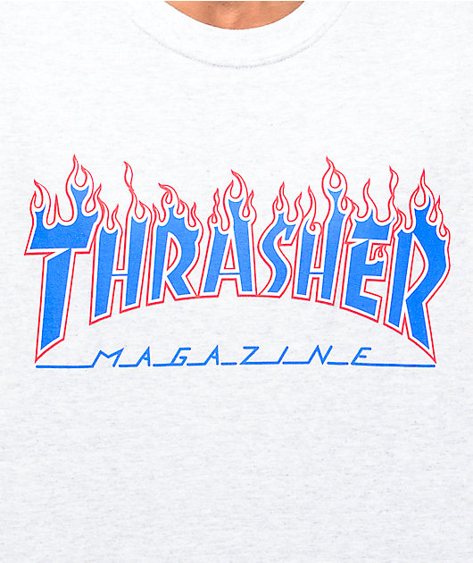 Thrasher Magazine Patriot Flame Ash Grey T-Shirt