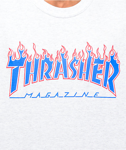 Thrasher Magazine Patriot Flame camiseta gris