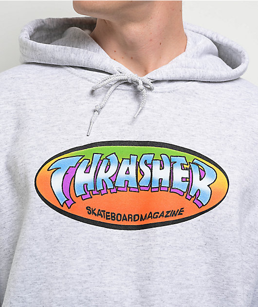 ★Thrasher Ninety-Five Mens Hoodie 関税込★ Thrasher Ninety Five By Spanky Heather Grey Hoodie | Zumiez