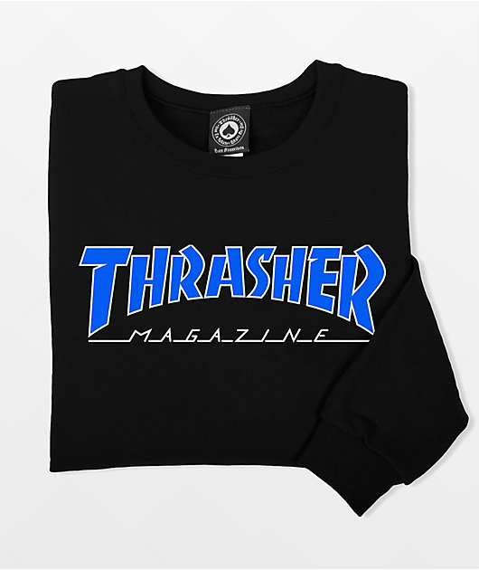 Thrasher Outline Black & Blue Crewneck Sweatshirt