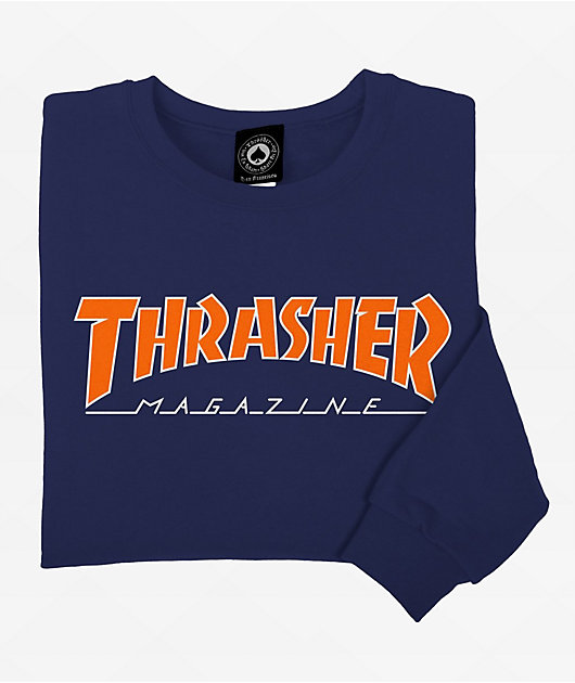 Thrasher Outlined Navy & Orange Crewneck Sweatshirt