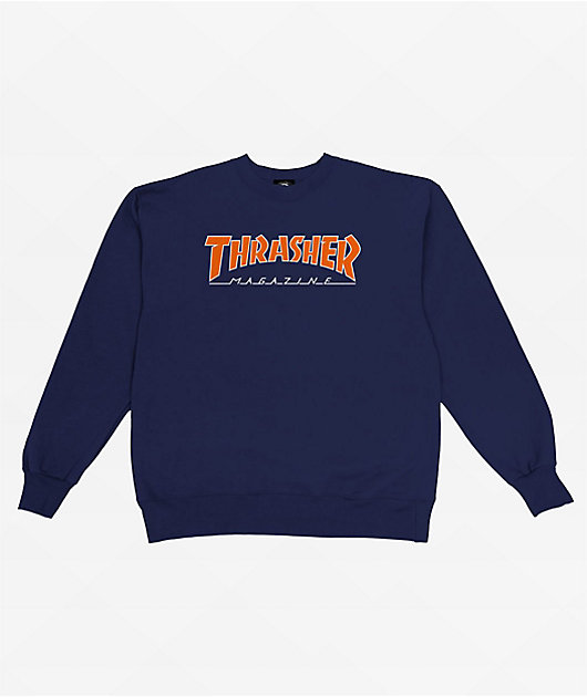 Thrasher Outlined Navy & Orange Crewneck Sweatshirt
