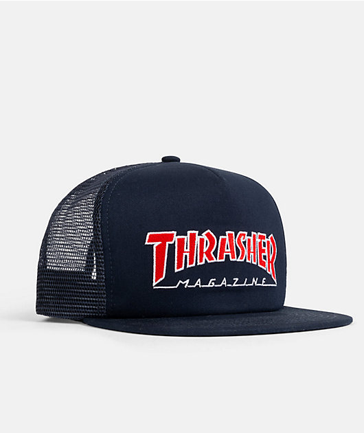 Thrasher Outlined Navy Trucker Hat | Zumiez