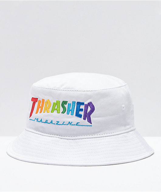 Thrasher Rainbow White Bucket Hat Zumiez