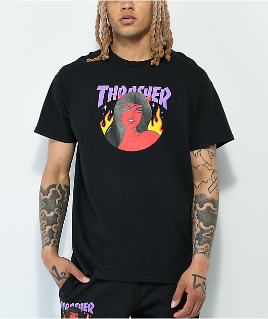 Thrasher Roja Black T-Shirt