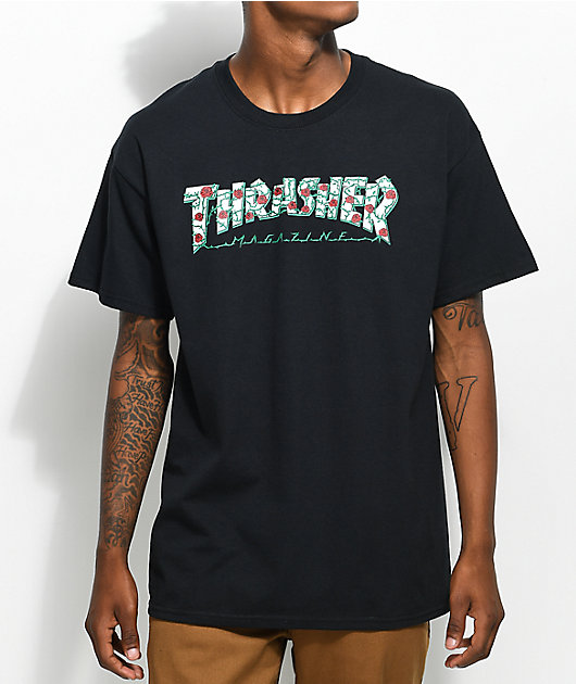 Thrasher Roses Black T-Shirt