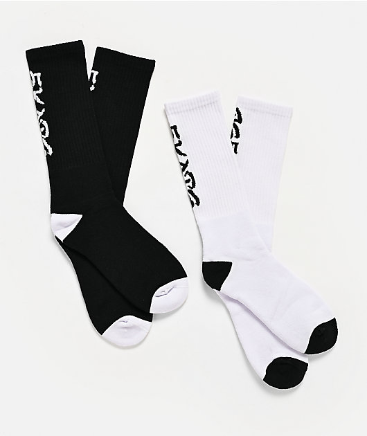 Thrasher Skate & Destroy White & Black 2 Pack Crew Socks