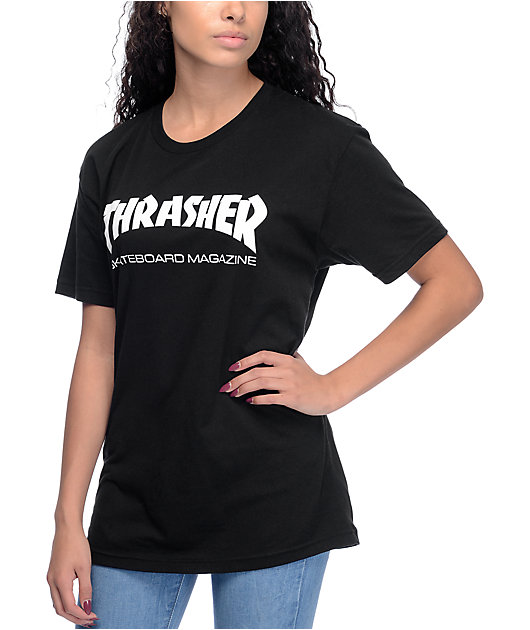 Thrasher Magazine NEW BOYFRIEND Skateboard T Shirt BLACK MEDIUM 
